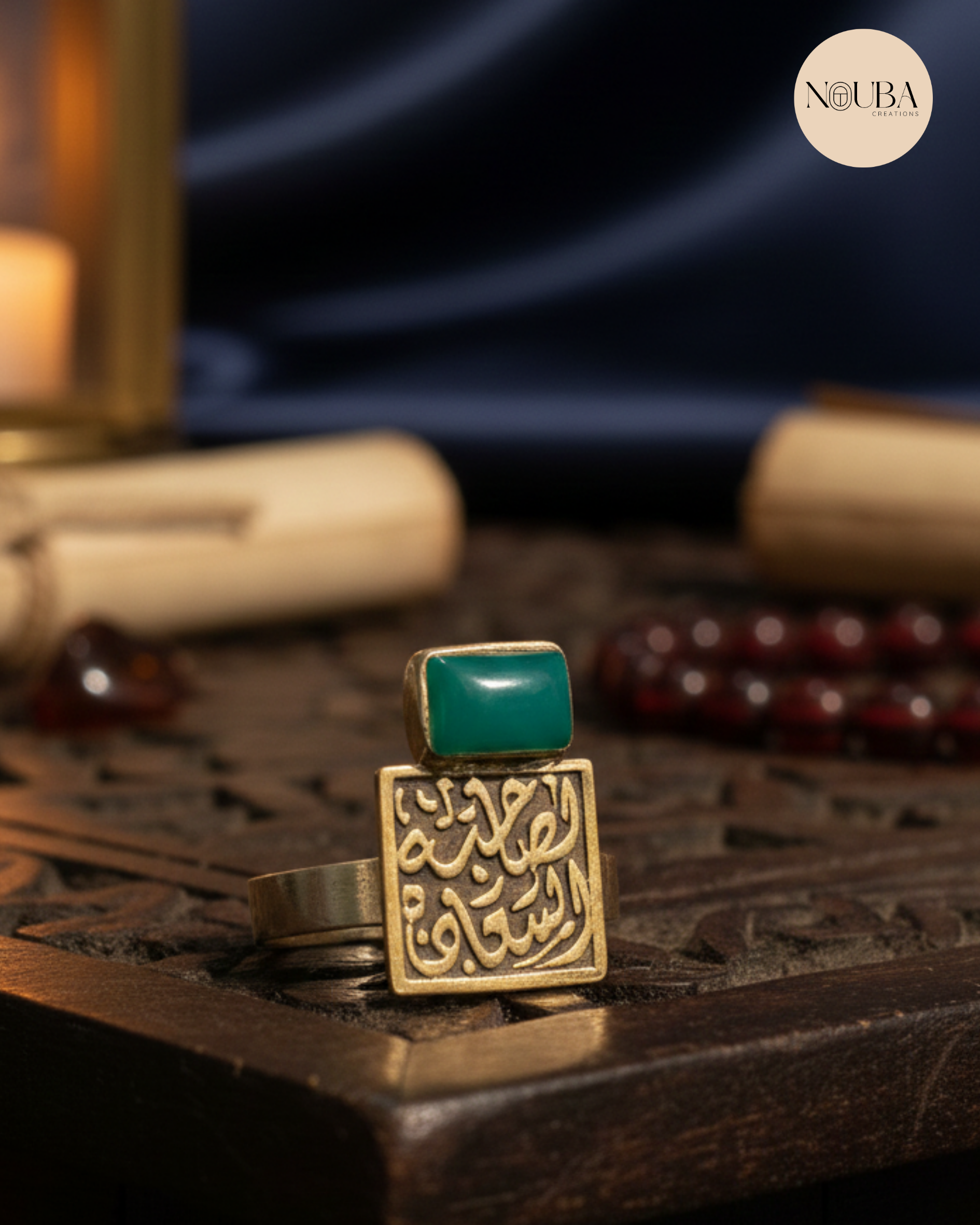 Bague “Le Porteur de Joie” – Argent 925 & Calligraphie Arabe Artisanale