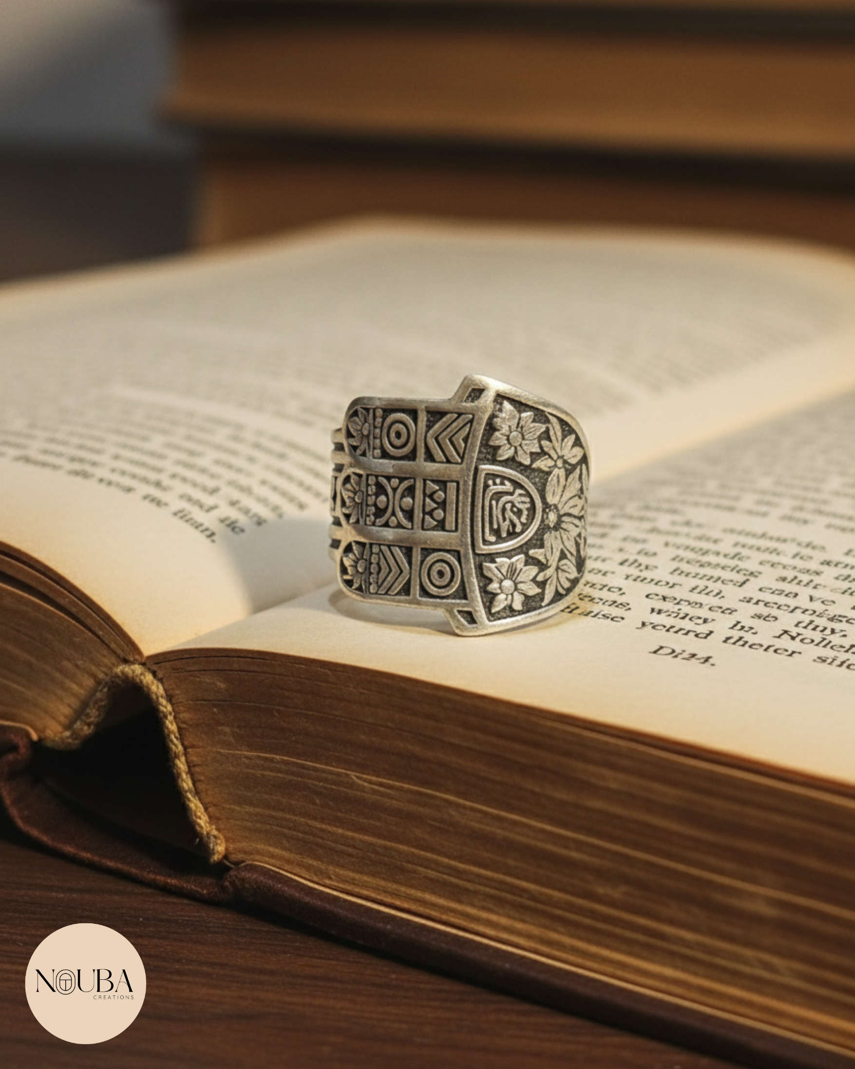 Bague Hamsa en Argent 925 – Motifs Orientaux Gravés – Protection & Élégance