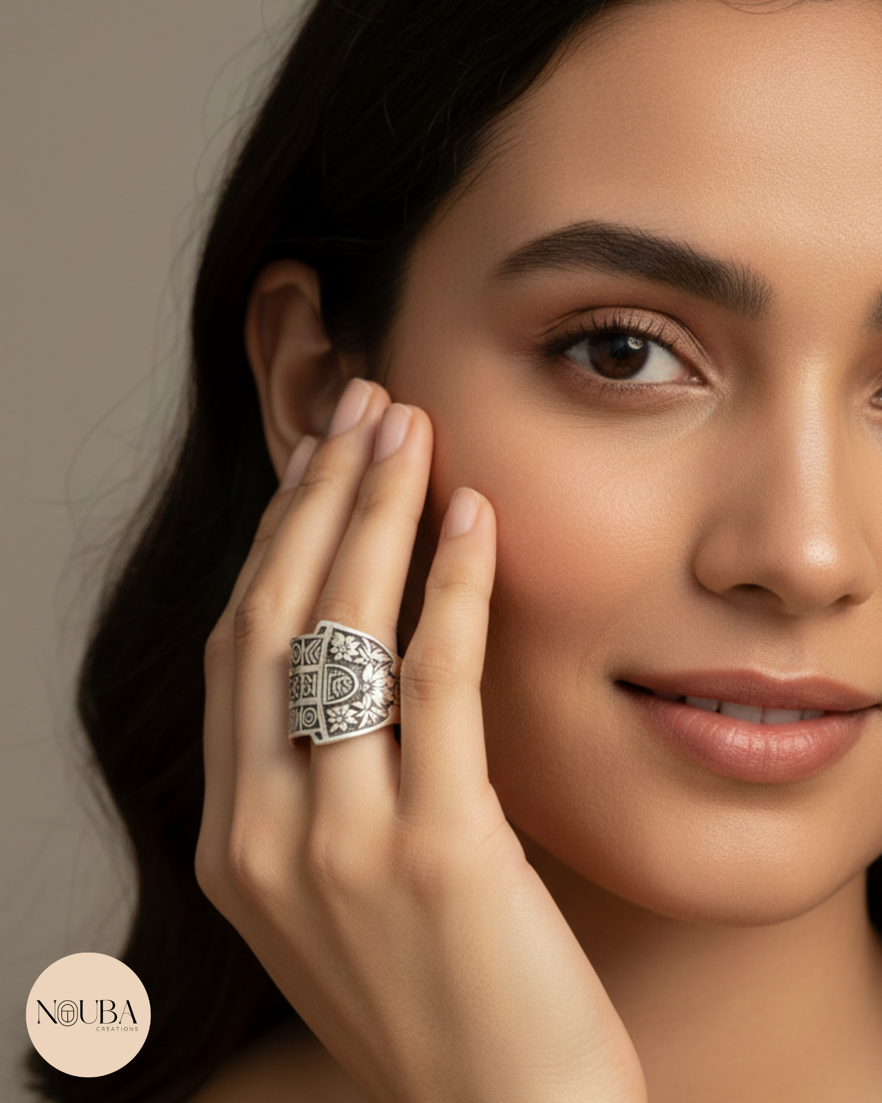 Bague Hamsa en Argent 925 – Motifs Orientaux Gravés – Protection & Élégance