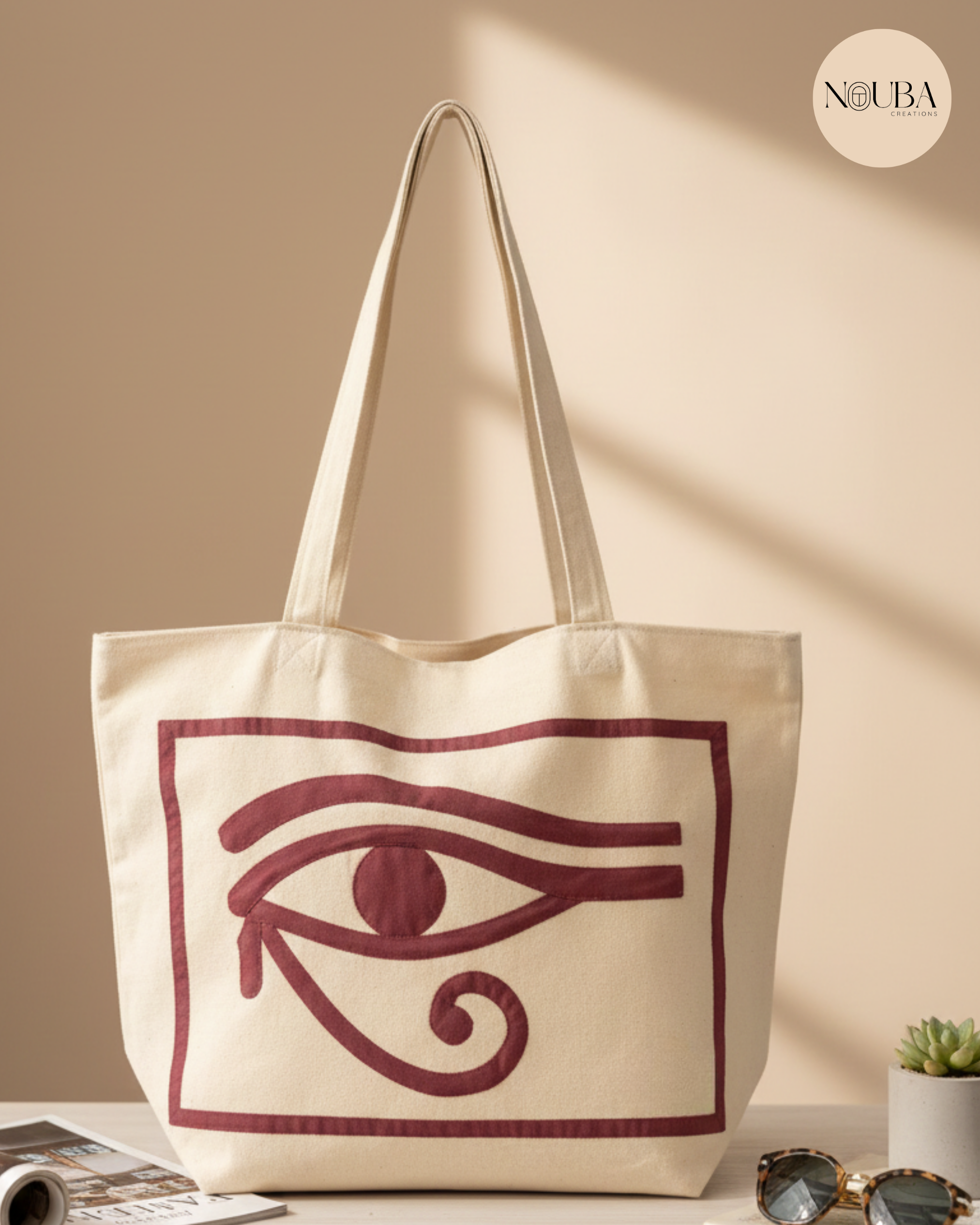 Tote Bag Khayamiya Fait Main – Motif Œil d’Horus | Artisanat Égyptien