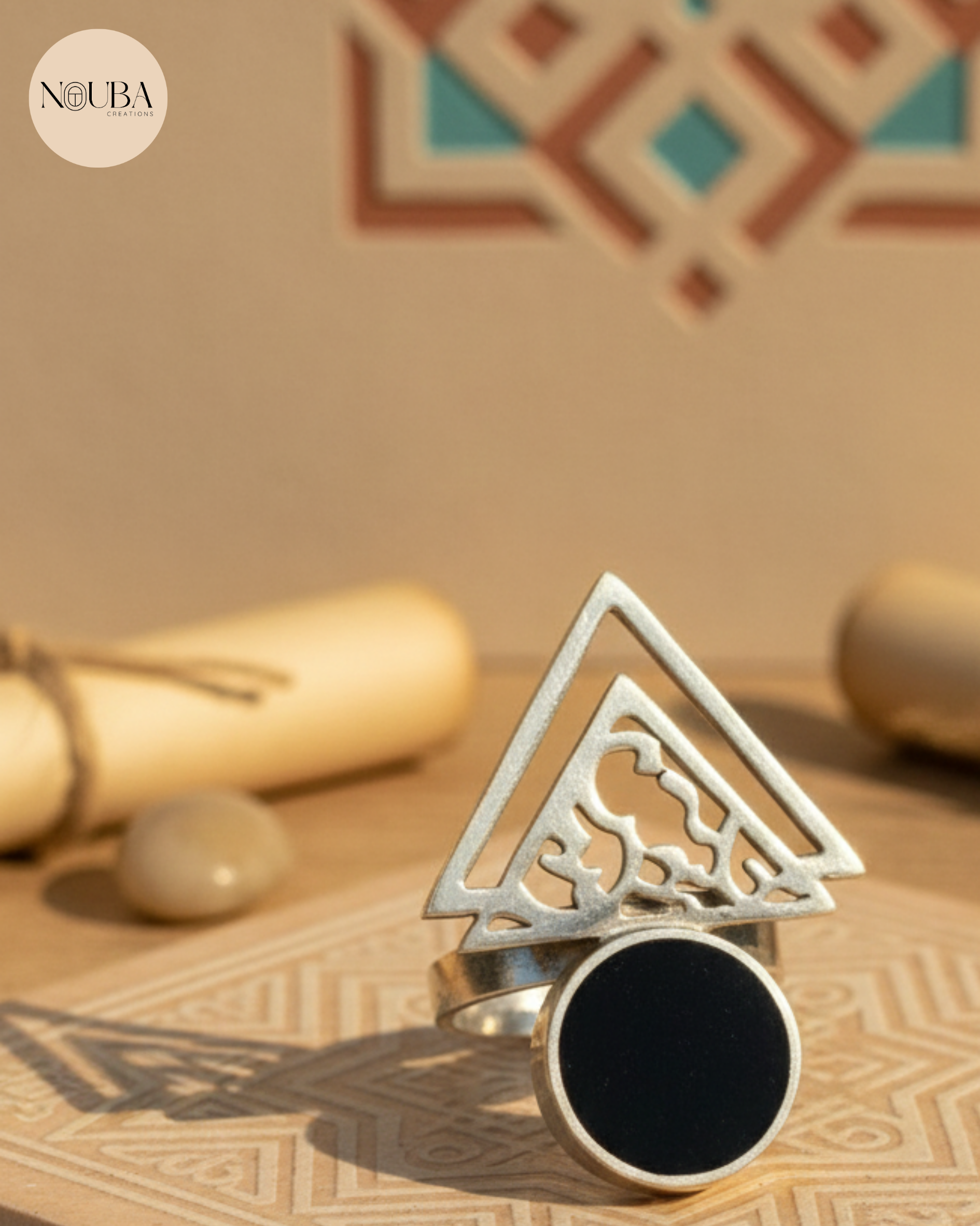 Bague Arabesque Orientale en Argent 925 – Design Géométrique Inspiré de l’Art Arabo-Oriental