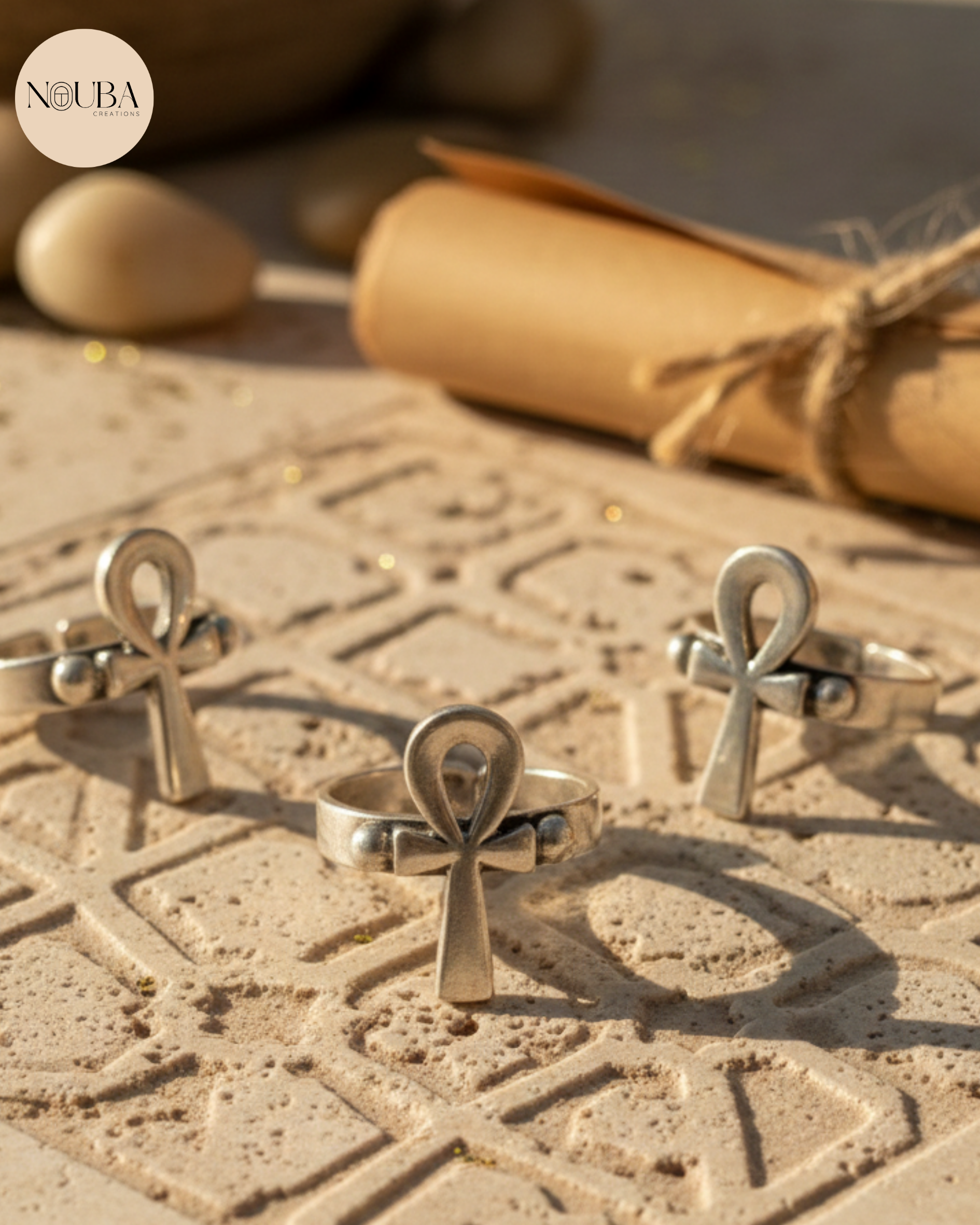 Bague Ankh en Argent 925 – Symbole Égyptien de Vie Éternelle