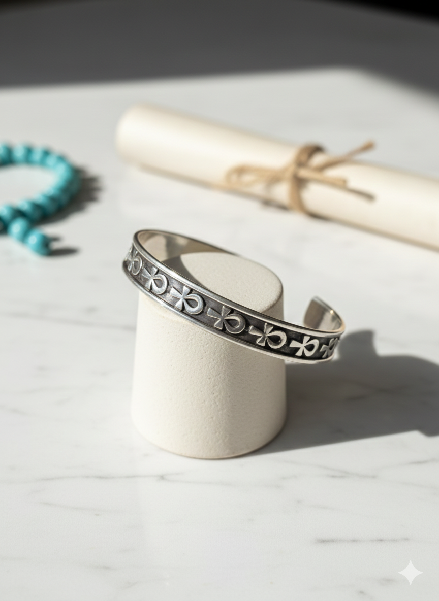 Bracelet Ankh en Argent 925 – Symbole Égyptien de Vie Éternelle
