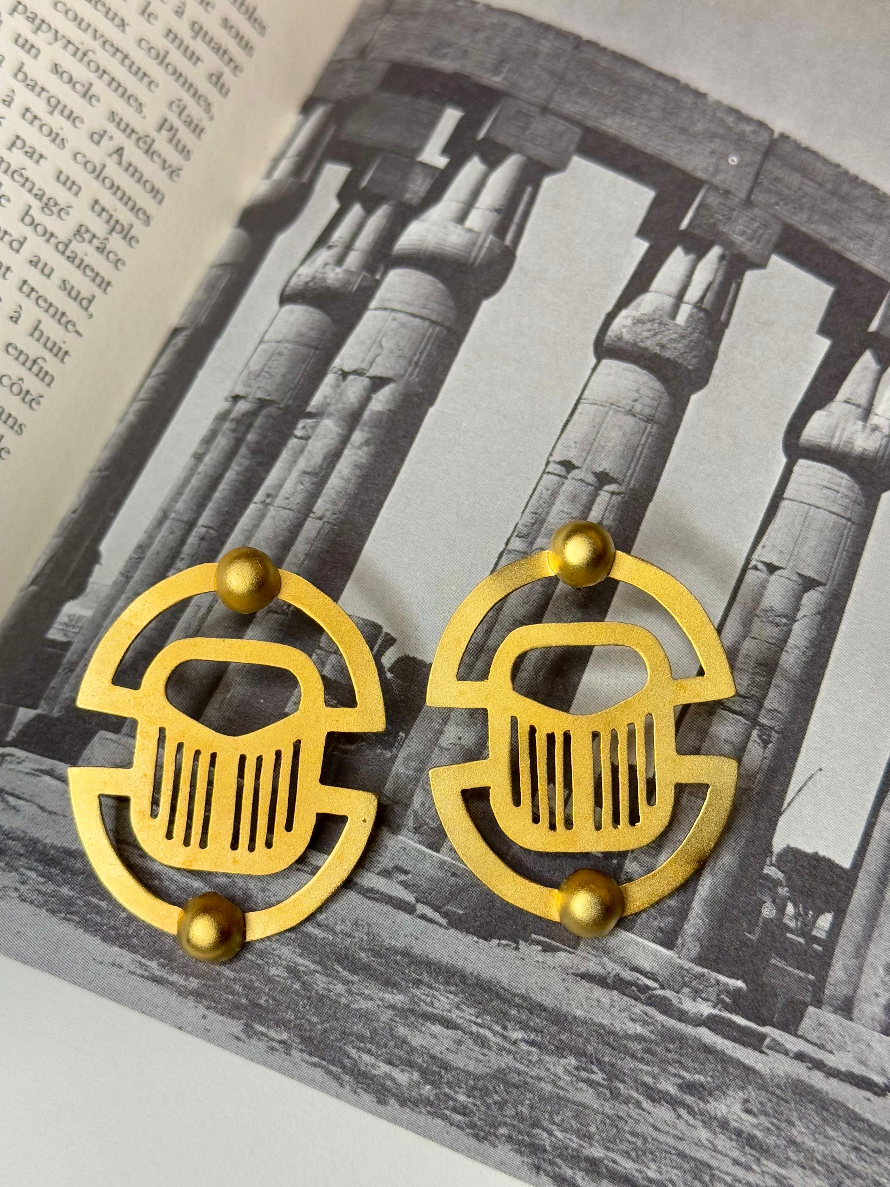 Boucles d’Oreilles Scarabée – Cuivre Plaqué Or