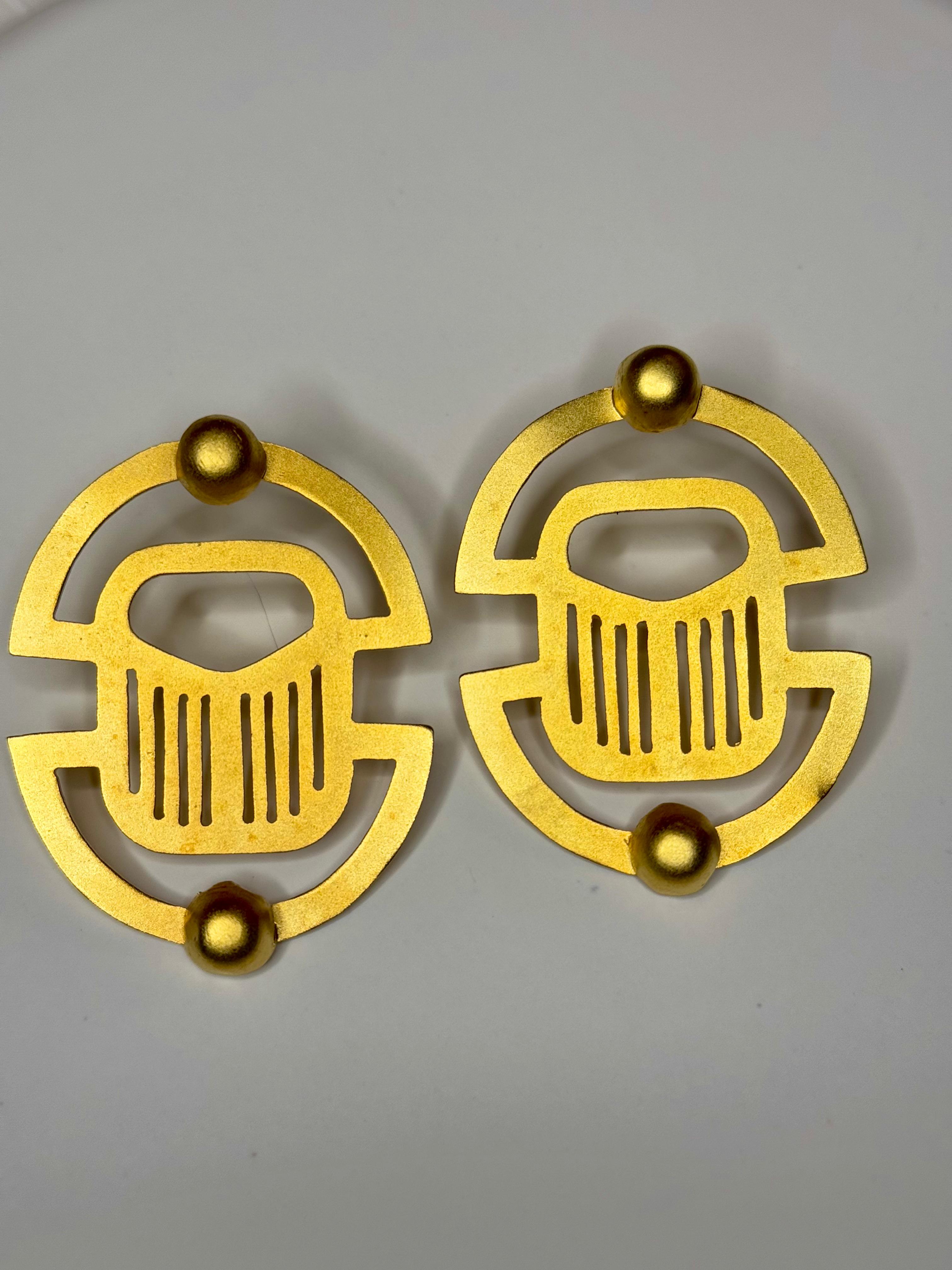 Boucles d’Oreilles Scarabée – Cuivre Plaqué Or